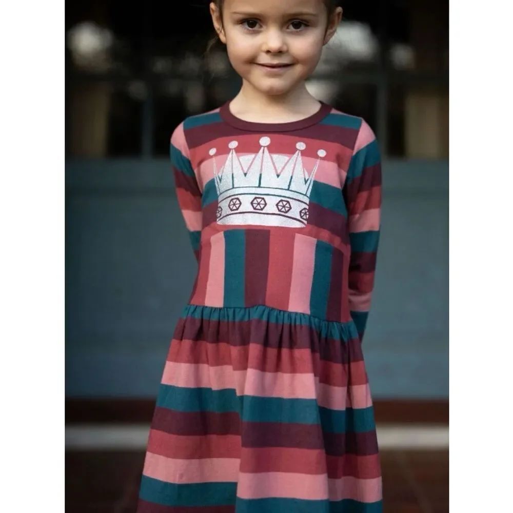 Danefae Organic Crown Accent Striped Dress Sz 5
